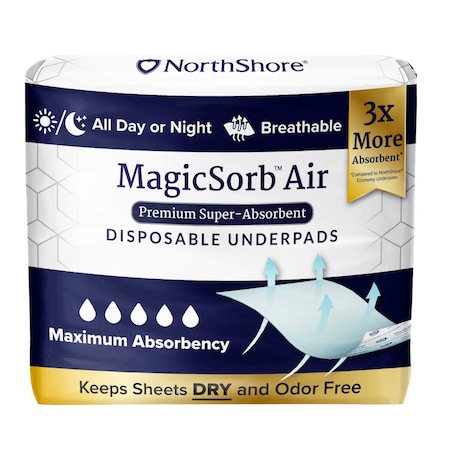 Northshore MagicSorb Air Disposable Underpads, White, X-Large, 30x36", 40PK 1743